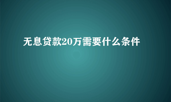 无息贷款20万需要什么条件