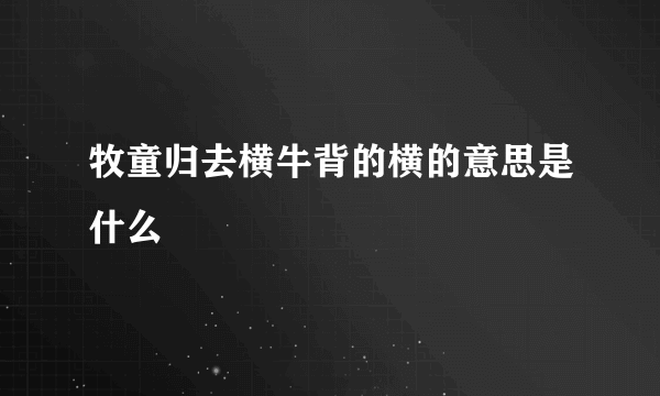 牧童归去横牛背的横的意思是什么