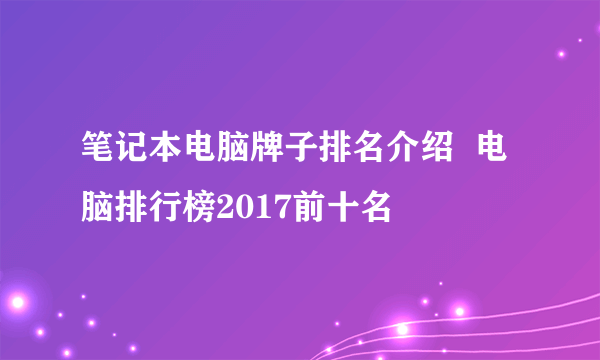 笔记本电脑牌子排名介绍  电脑排行榜2017前十名