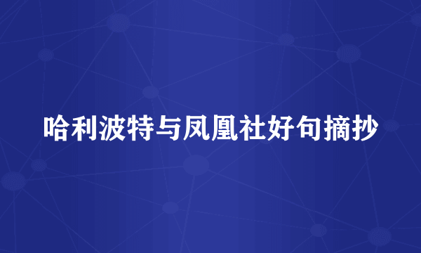 哈利波特与凤凰社好句摘抄