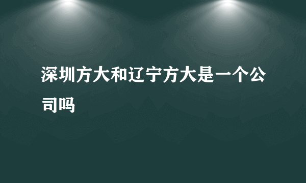 深圳方大和辽宁方大是一个公司吗