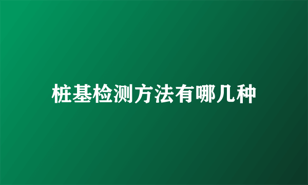 桩基检测方法有哪几种