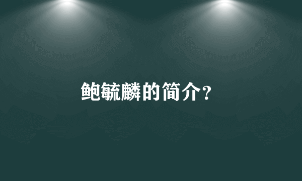 鲍毓麟的简介？