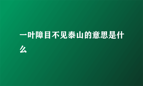 一叶障目不见泰山的意思是什么