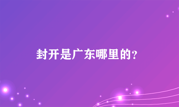 封开是广东哪里的？