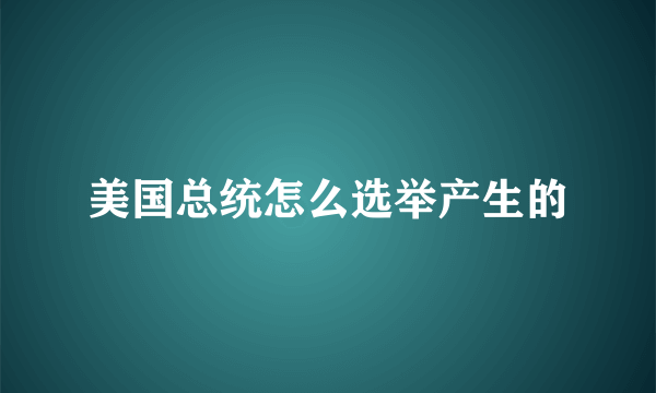 美国总统怎么选举产生的