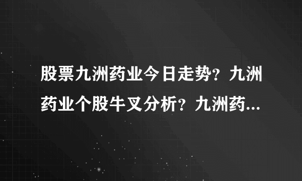 股票九洲药业今日走势？九洲药业个股牛叉分析？九洲药业 最新资金流向？