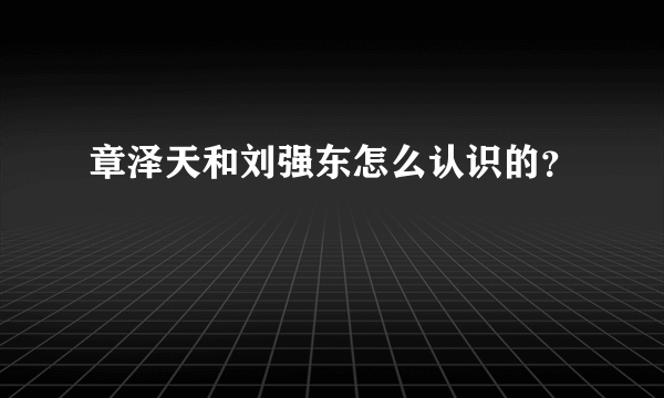 章泽天和刘强东怎么认识的？