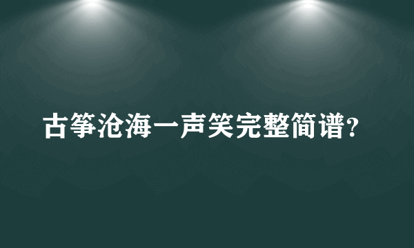 古筝沧海一声笑完整简谱？