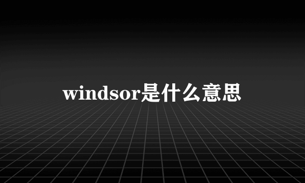 windsor是什么意思