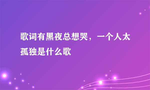 歌词有黑夜总想哭，一个人太孤独是什么歌