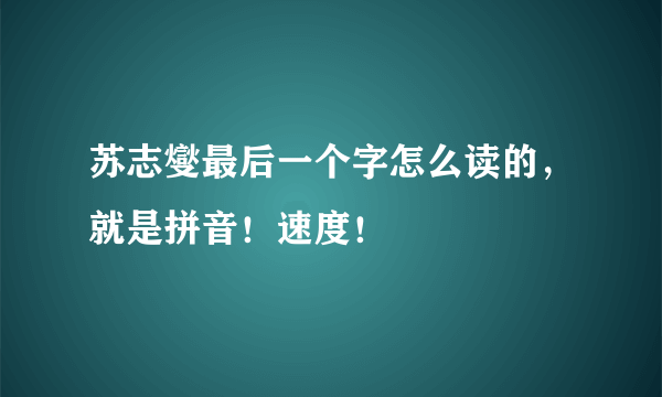 苏志燮最后一个字怎么读的，就是拼音！速度！