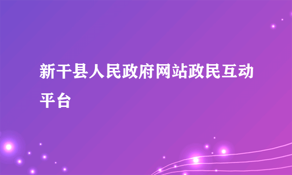 新干县人民政府网站政民互动平台