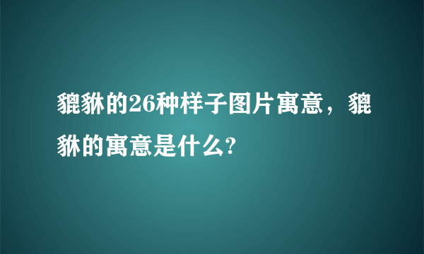 貔貅的26种样子图片寓意，貔貅的寓意是什么?