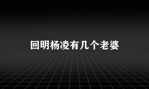 回明杨凌有几个老婆