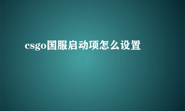 csgo国服启动项怎么设置