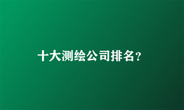 十大测绘公司排名？