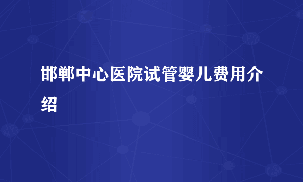 邯郸中心医院试管婴儿费用介绍