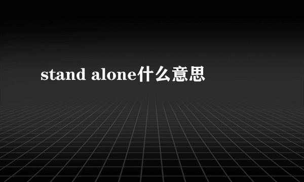 stand alone什么意思