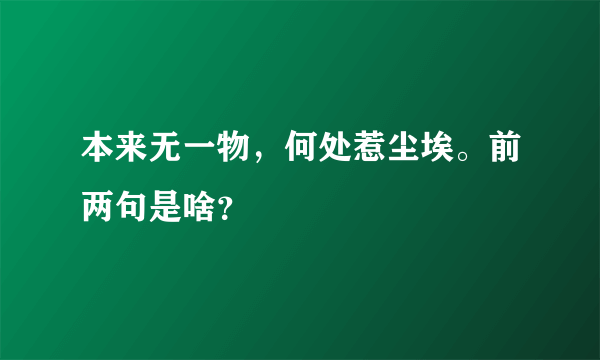 本来无一物，何处惹尘埃。前两句是啥？