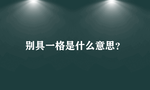 别具一格是什么意思？