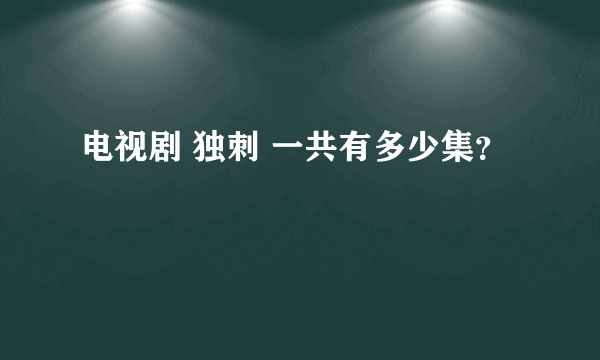 电视剧 独刺 一共有多少集？