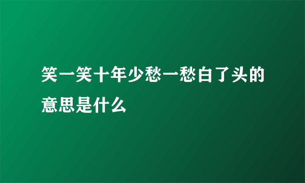 笑一笑十年少愁一愁白了头的意思是什么