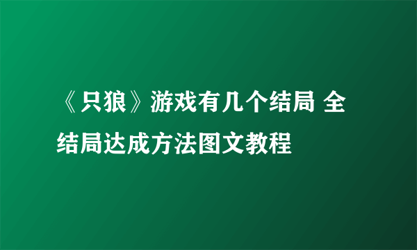 《只狼》游戏有几个结局 全结局达成方法图文教程